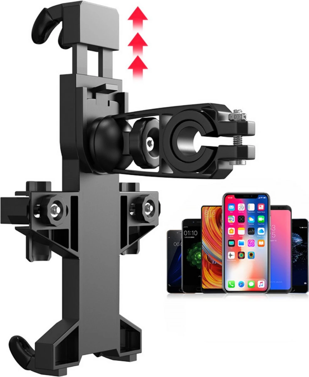 Merkloos Telefoonhouder Fiets - Smartphone Fietshouder - Tot 6,5 Inch - GSM Houder - Telefoonhouder Motor - Zwart - Afbeelding 6