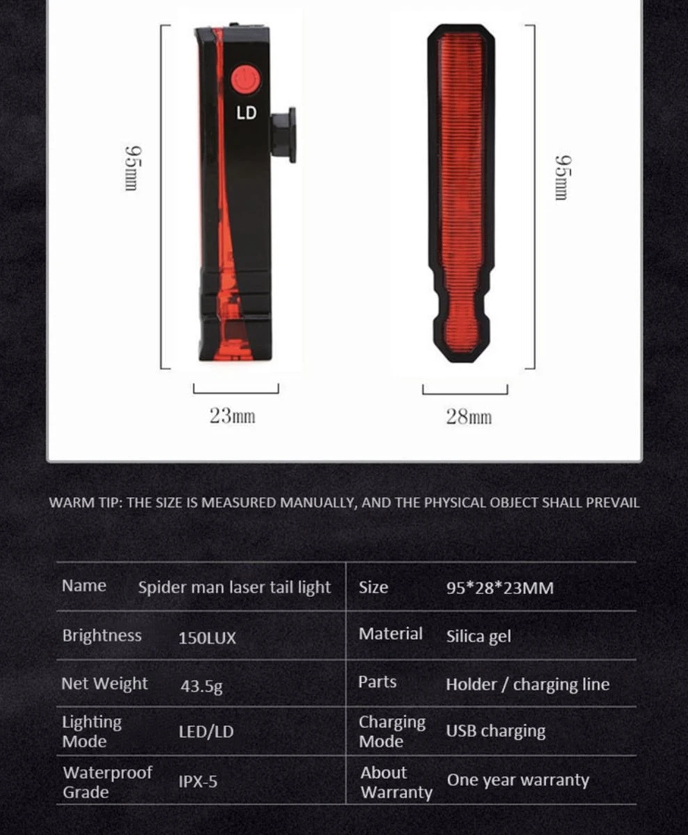 Merkloos Fietsverlichting USB Oplaadbaar Fiets Achterlicht LED Laser - Afbeelding 8